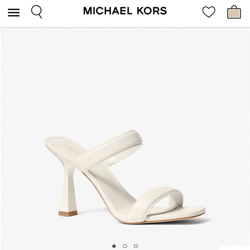 Michael Kors Cream Clara Leather Mule Heeled Sandals